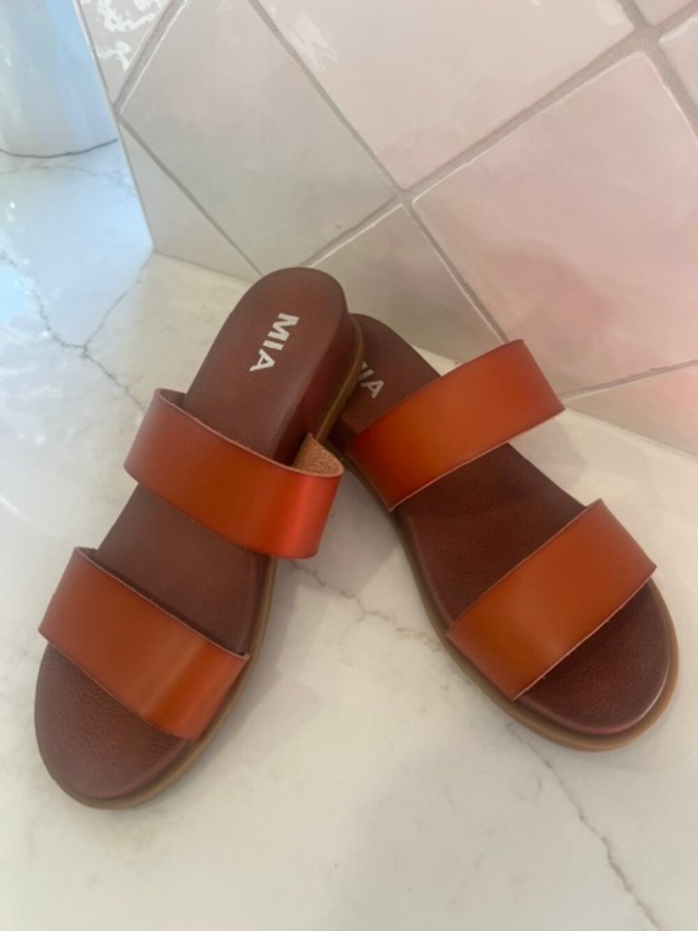Mia Brown Slide Sandals - Picture 4 of 9